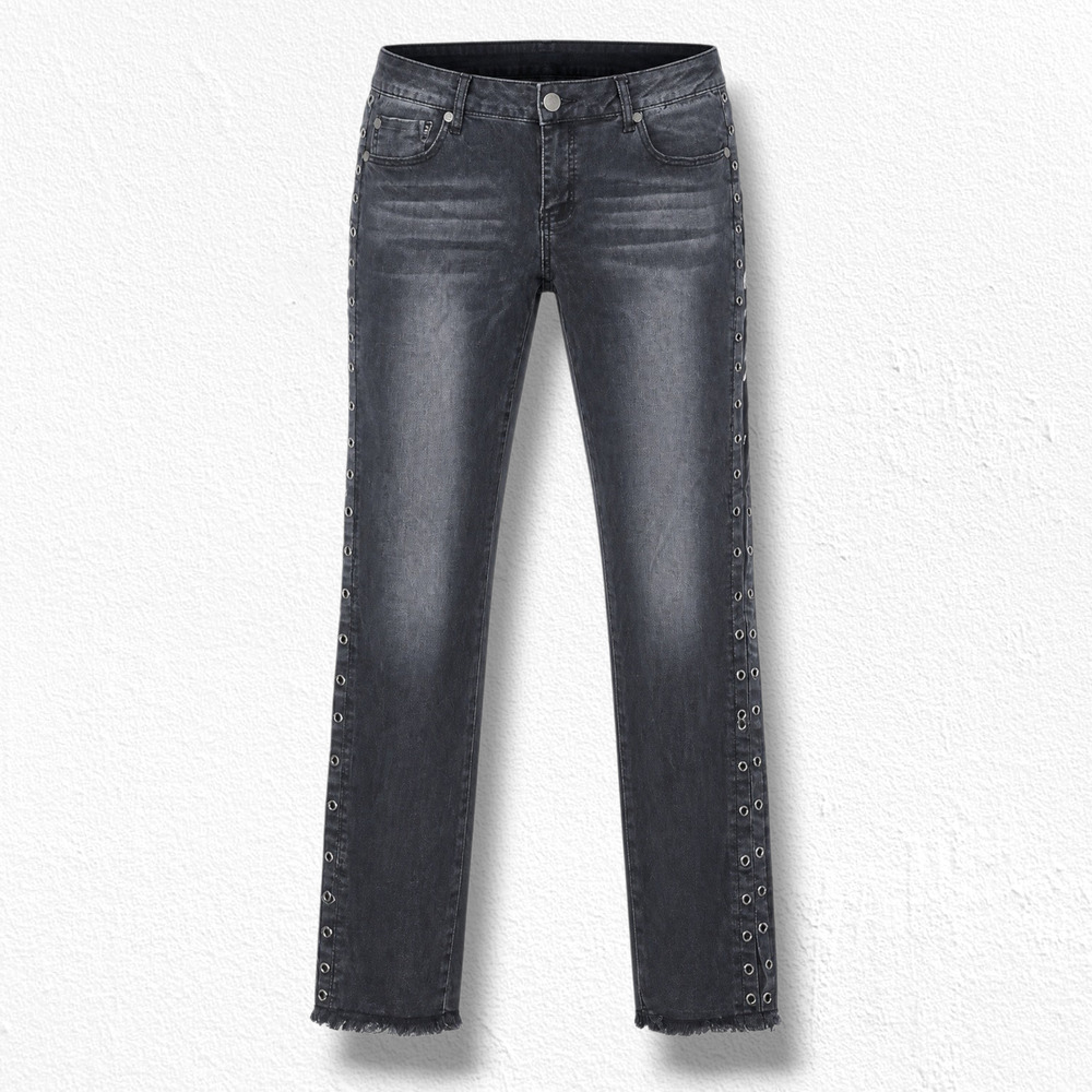 Romeo Juliet Couture Black Grommet Eyelet Grunge Raw Hem Skinny Jeans Size Large